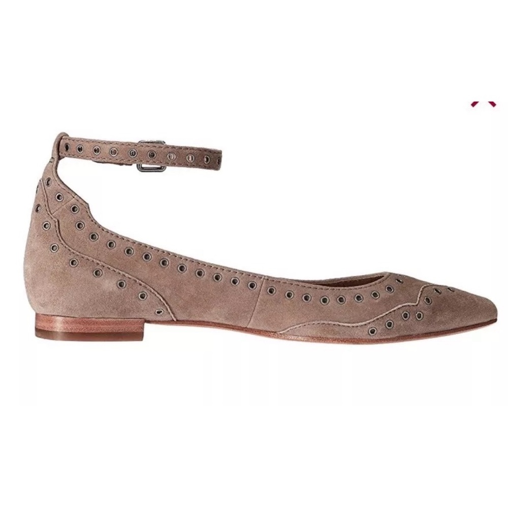 Frye Tan Leather Sienna Studded Pointed Flats - Picture 16 of 16